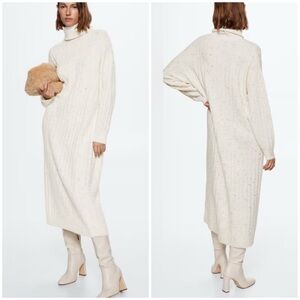 Mango ribbed turtleneck sweater midi dress